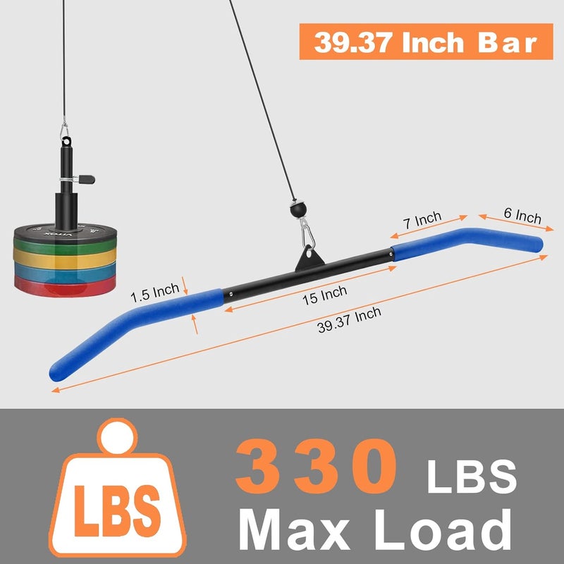 SERTT 39.37 Inch LAT Pulldown Bar Attachment for Pulley Cable Machine, Curl Tricep Press Down Bar with Rubber Handle, LAT Pull Down Bar Accessories for Gym, Strength Workout, Muscle Building - Image 4